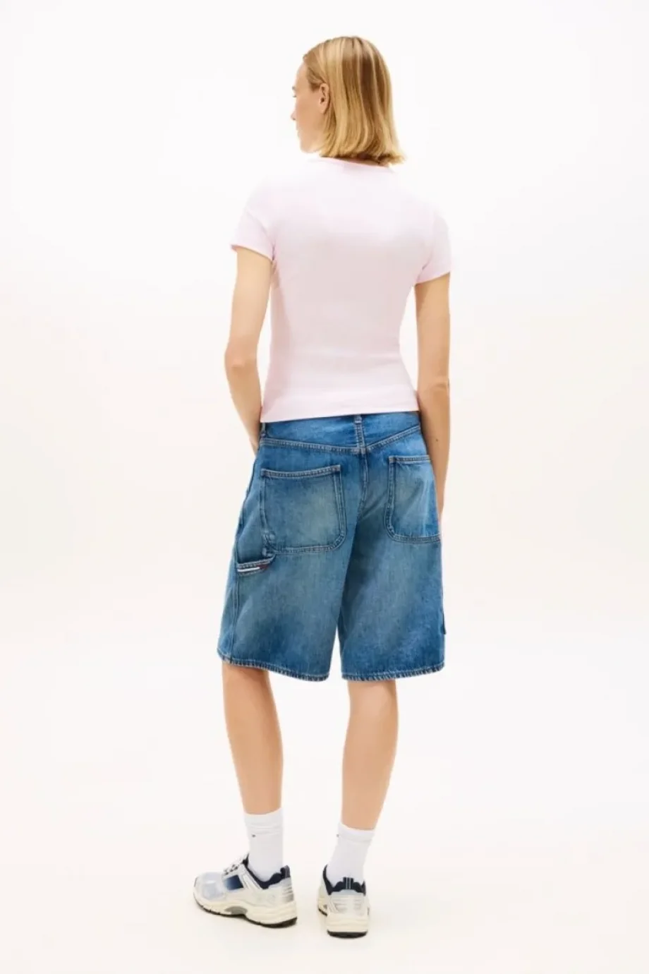 Tommy Hilfiger TJW Dar Kesim Amblemli Fitilli Kadın Pembe T-shirt DW0DW17881TN9