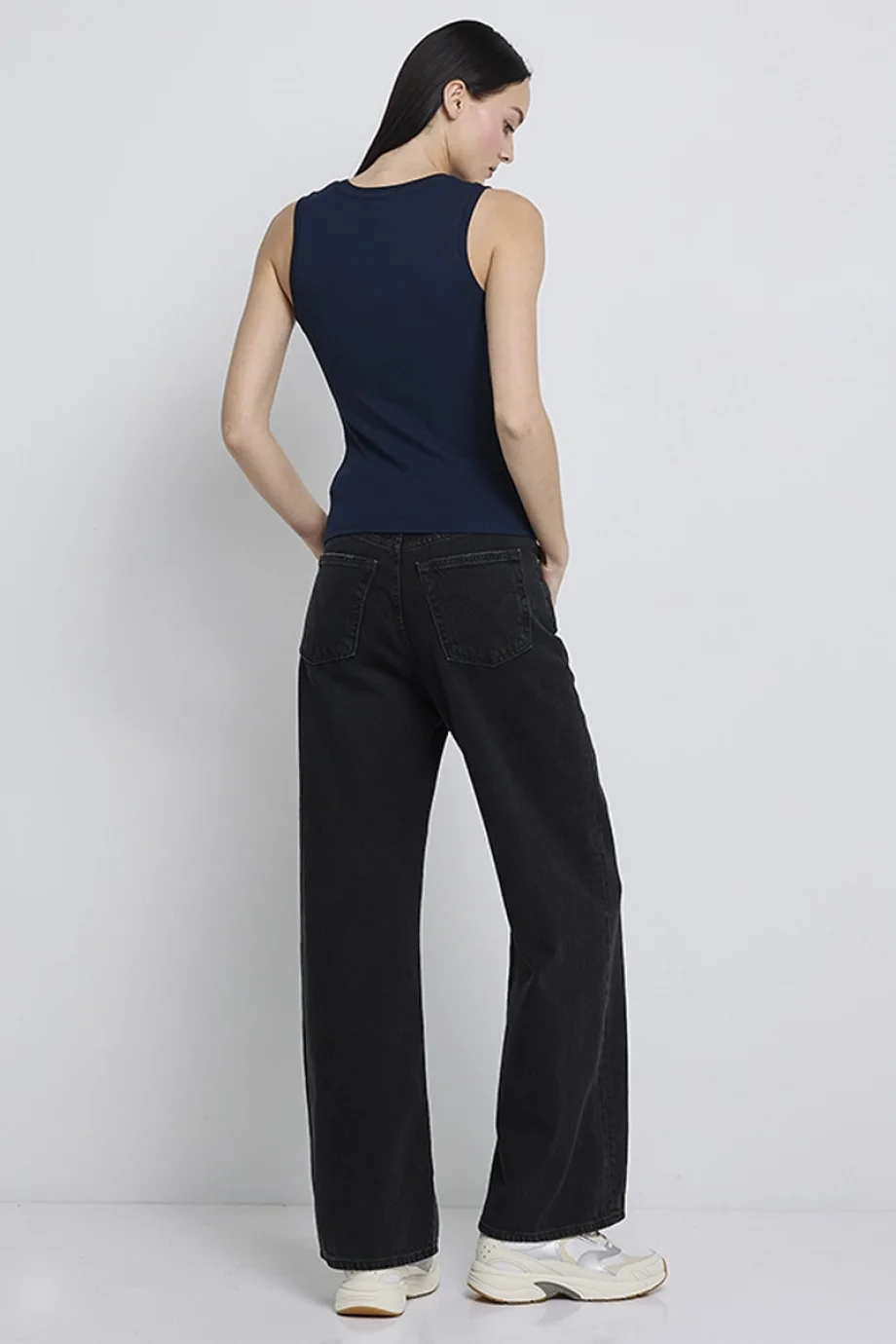 Tommy Hilfiger TJW Essential Fitilli Kolsuz Kadın Mavi T-shirt DW0DW20673C1G