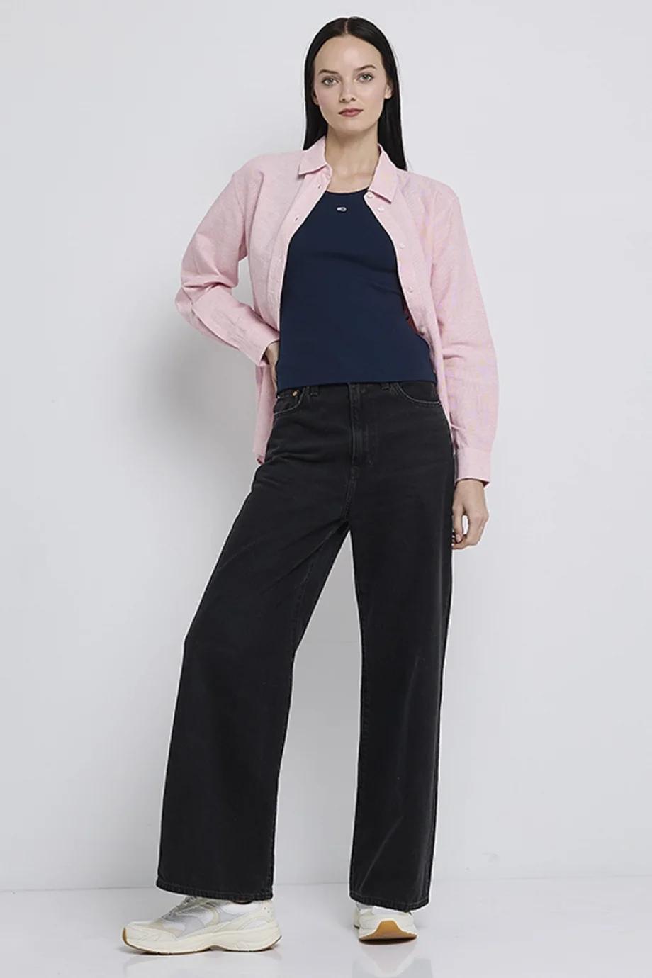 Tommy Hilfiger TJW Essential Fitilli Kolsuz Kadın Mavi T-shirt DW0DW20673C1G