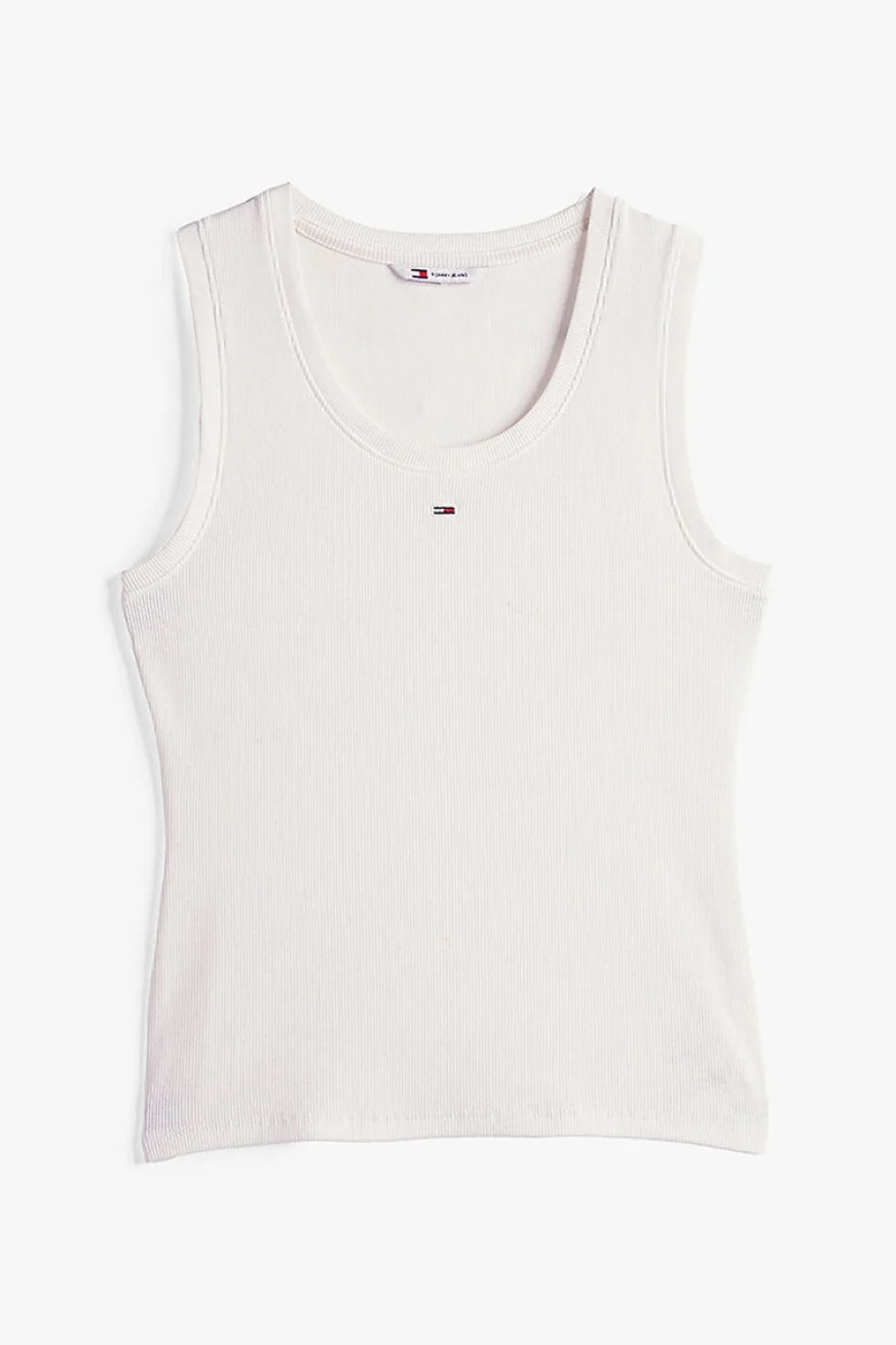 Tommy Hilfiger TJW Essential Fitilli Kolsuz Kadın Beyaz T-shirt DW0DW20673YBL