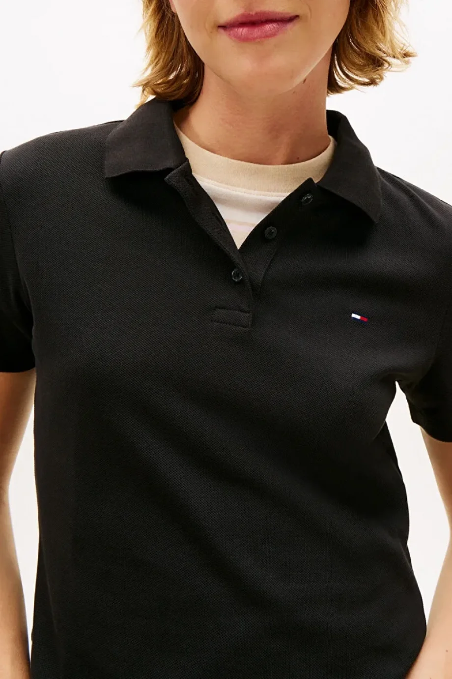 Tommy Hilfiger TJW Dar Kesim Essential Polo Yakalı Kısa Kollu Kadın Siyah Polo T-shirt DW0DW20160BDS