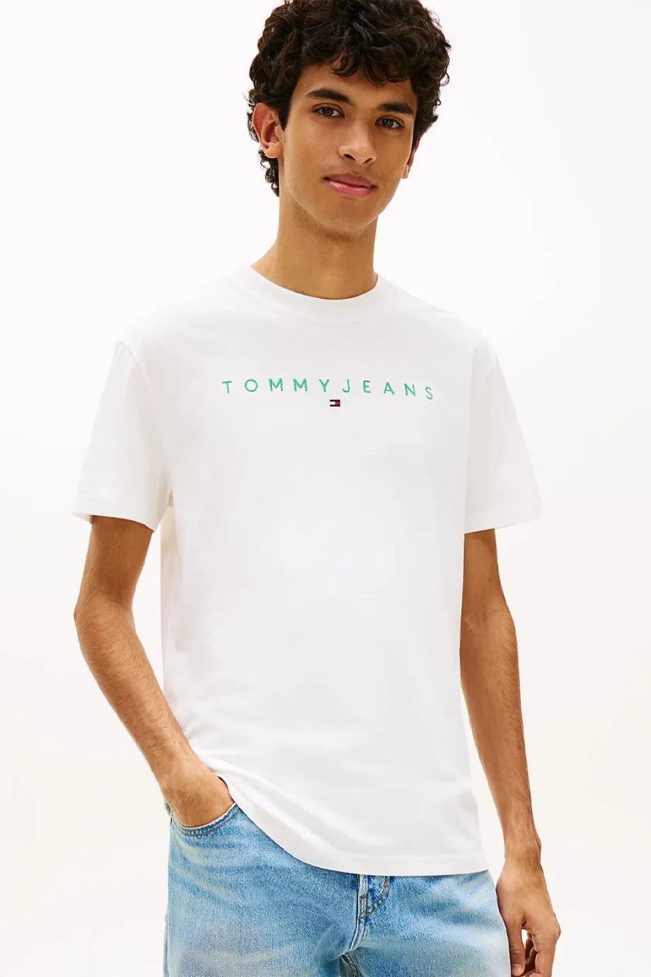 Tommy Hilfiger TJM Normal Kesim Lineer Logolu Erkek Yeşil T-shirt DM0DM20744L5Y
