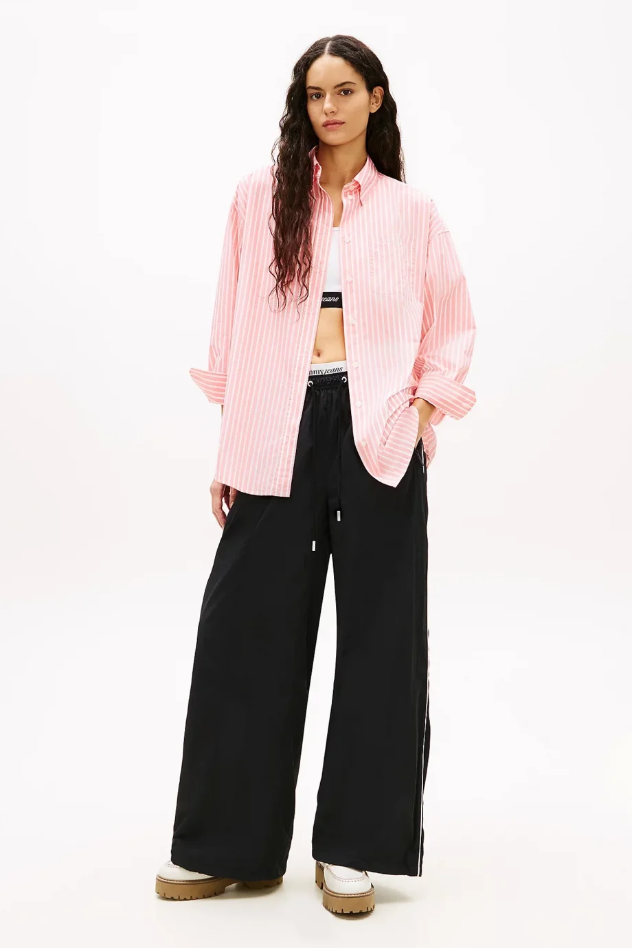 Tommy Hilfiger TJW OVS Poplin Shirt Kadın Pembe Gömlek DW0DW222180D2