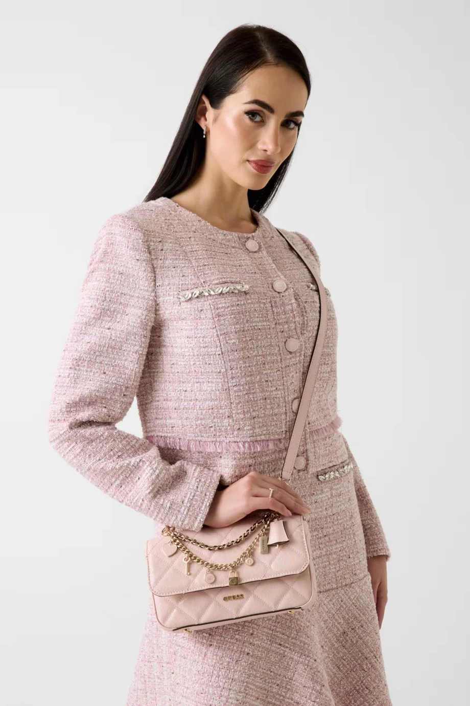 Guess Libby Kapaklı Çapraz Askılı Kadın Pembe El Çantası HWGG9912200-LTR