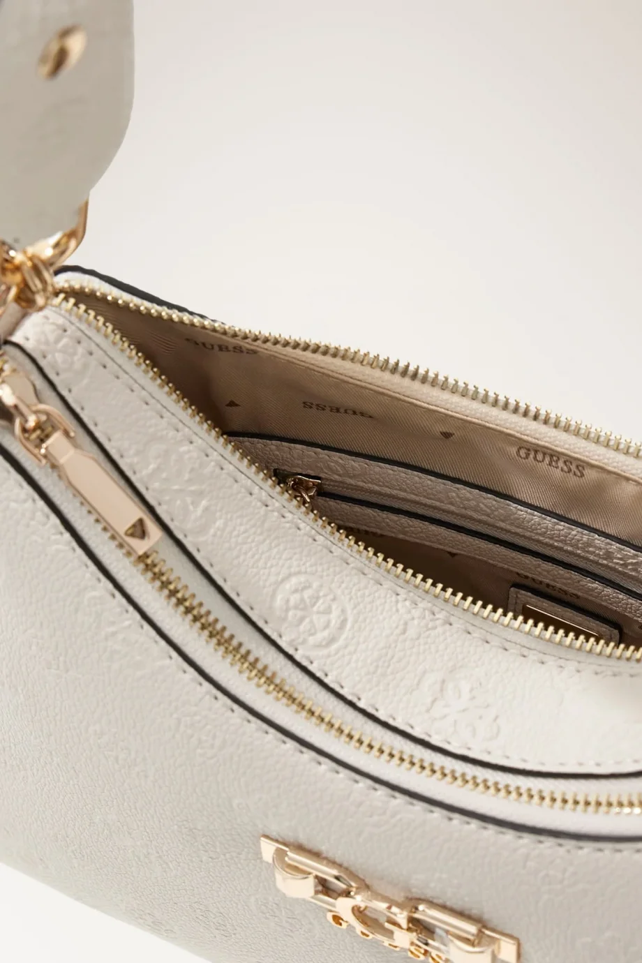 Guess Anise Çift Fermuarlı Omuz Kadın Ekru Omuz Çantası HWPD9916180-STL