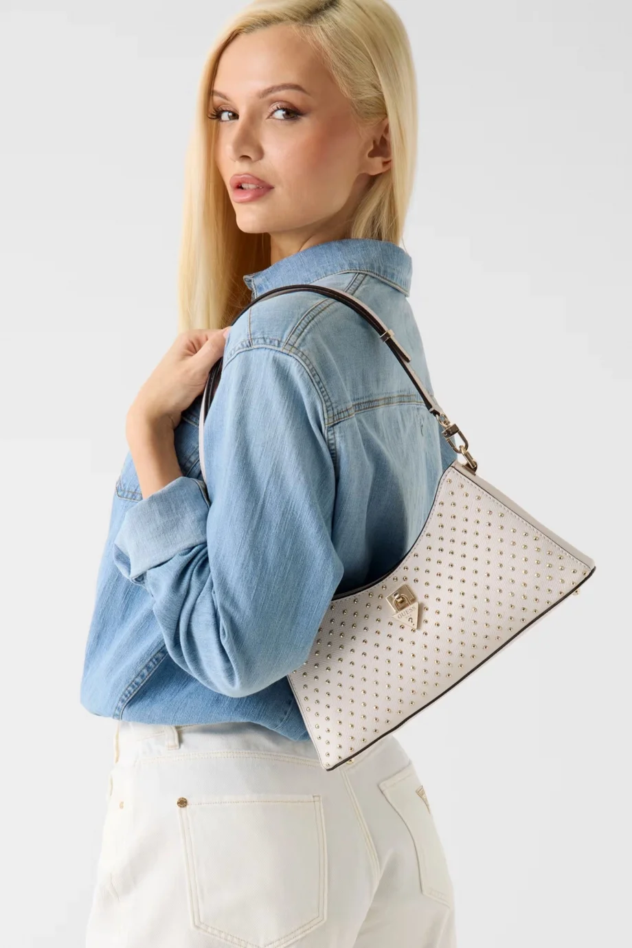 Guess Patsie Omuz Kadın Beyaz Omuz Çantası HWZE9919180-OFF