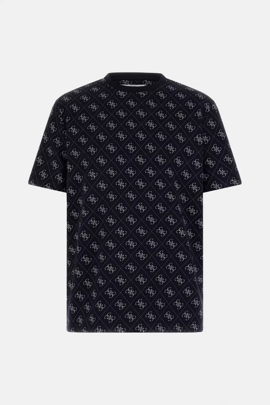 Guess Bisiklet Yaka Kısa Kollu Jakarlı 4G Örme Erkek Lacivert Top M6GP34K3200-FBDB