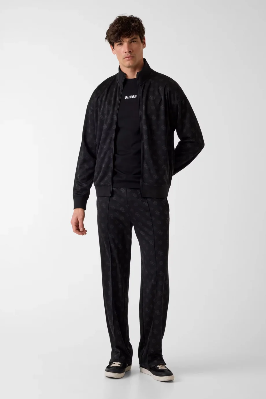 Guess Ovidio Tam Fermuarlı Erkek Siyah Sweatshirt Z6GQ07K2849-FJCD