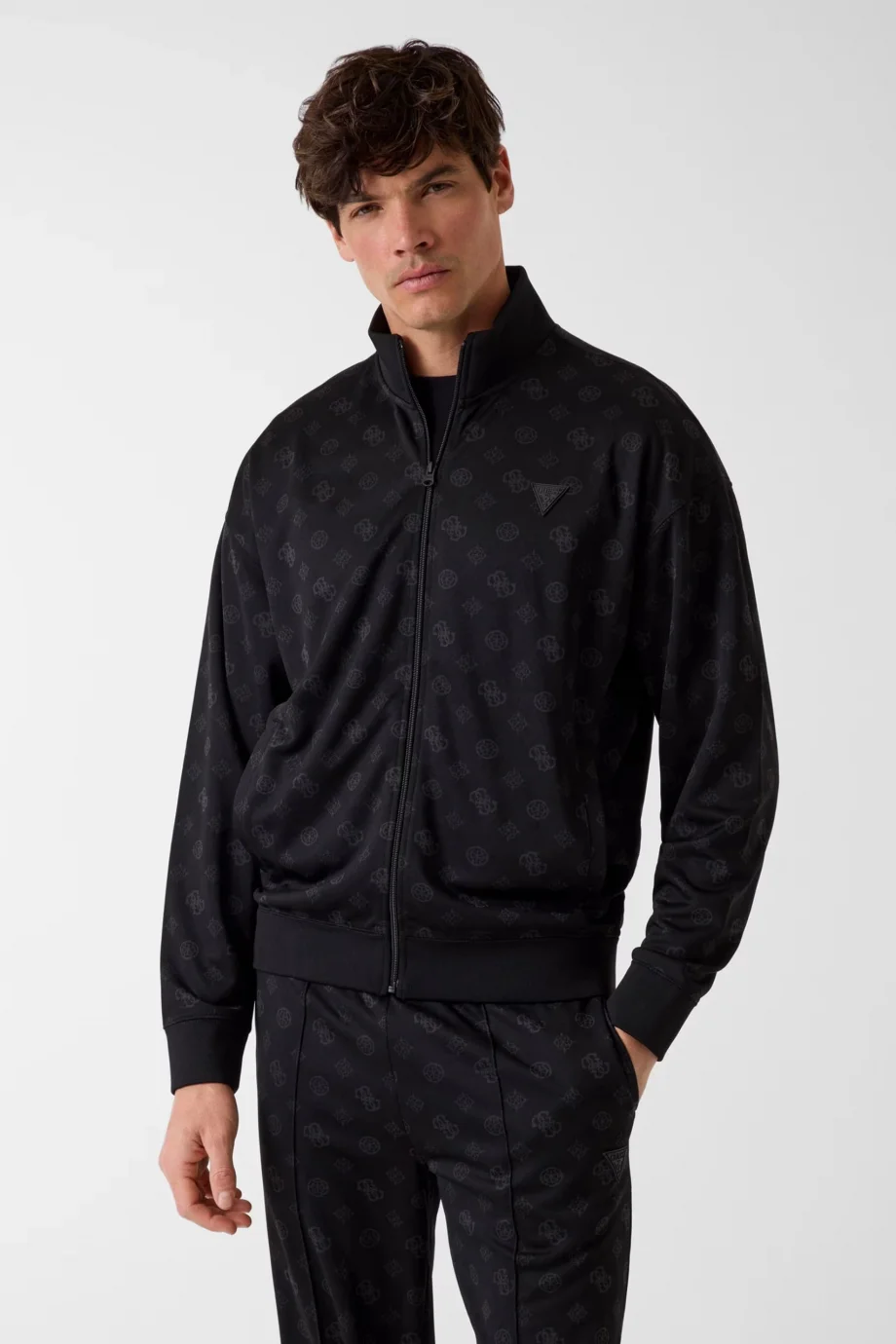 Guess Ovidio Tam Fermuarlı Erkek Siyah Sweatshirt Z6GQ07K2849-FJCD