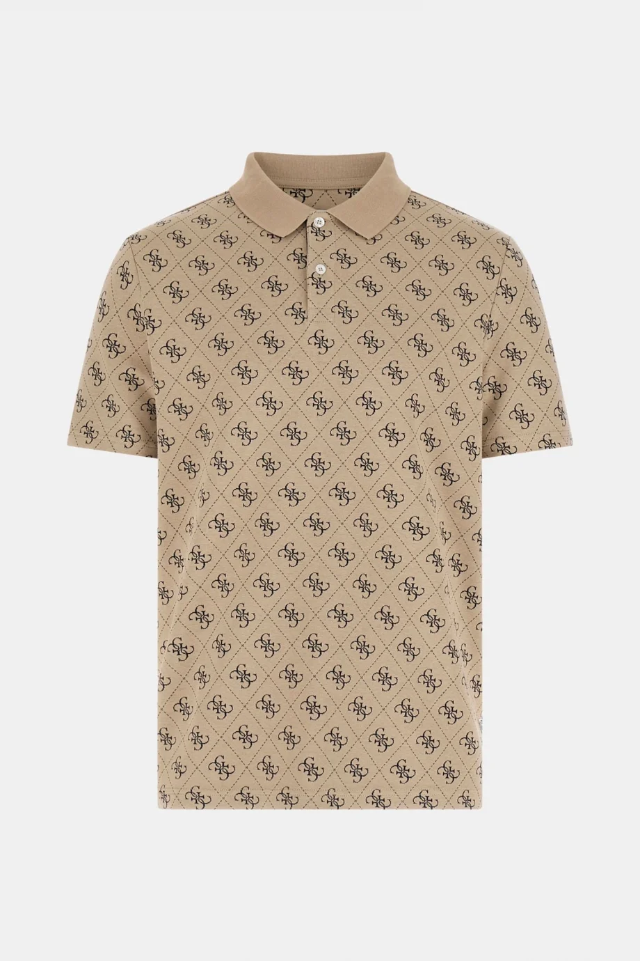 Guess Kısa Kollu Tamamı 4G Jakarlı Polo Yakalı Erkek Bej Polo T-shirt M6GP04K3073-FMAZ