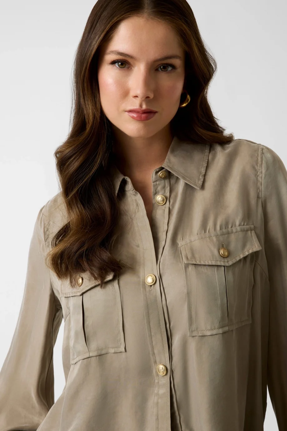 Guess Dalia Akışkan Kısa Kadın Yeşil Gömlek W6GH22W1789-G8CJ