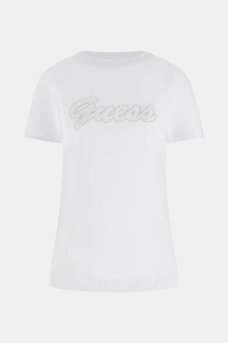 Guess Kısa Kollu Bisiklet Yaka 3D Guess Yazılı Kadın Beyaz T-shirt W6GI08K3023-G011