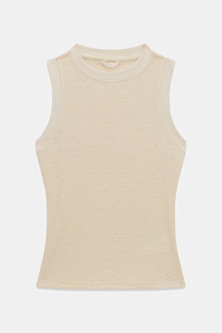 Guess Kolsuz Francine Büzgülü Taş İşlemeli Kadın Beyaz Top W6GP14K2940-F1CY