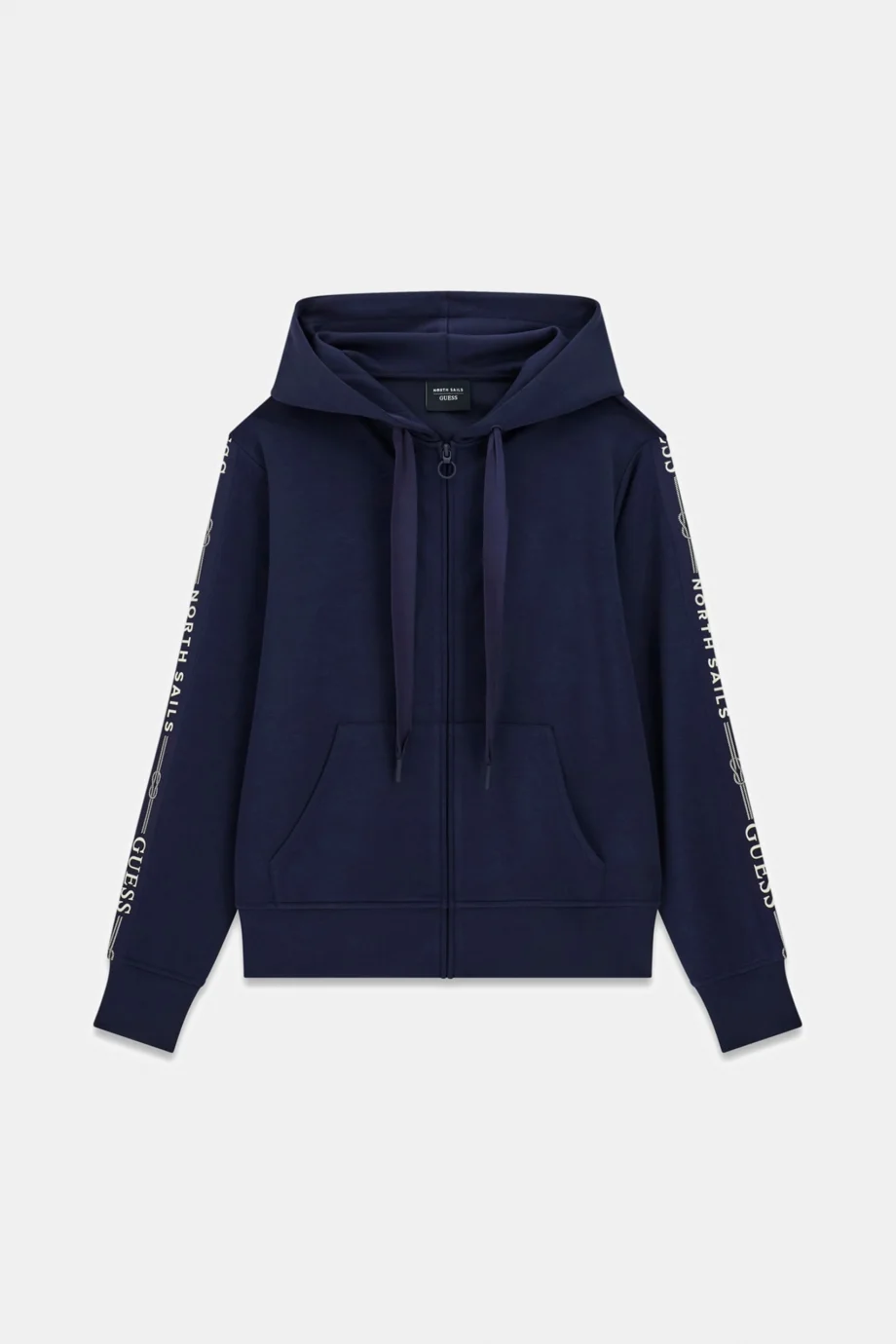 Guess GuessxNS Fermuarlı Kapüşonlu Kadın Lacivert Sweatshirt W6GQ03K2656-G7V2