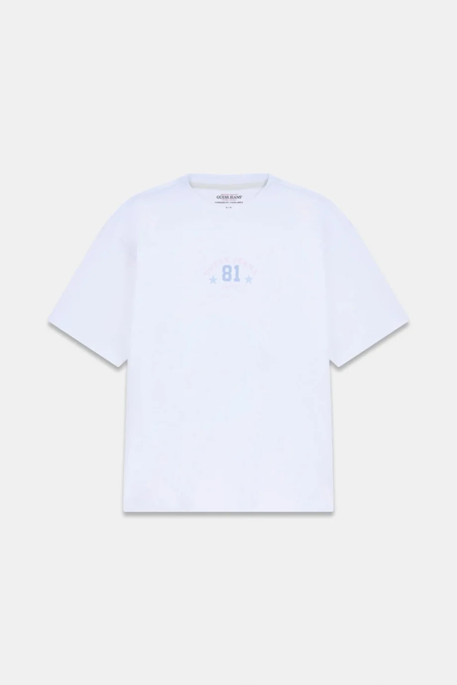 Guess GJ Kısa Kollu Bisiklet Yaka Büyük Beden 81 Yıldız Kadın Beyaz T-shirt W6RI20K8HM0-G011