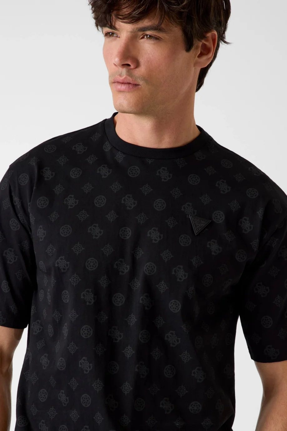 Guess Ovidio Bisiklet Yaka Kısa Kollu Erkek Siyah T-shirt Z6GI07K2852-PMKW