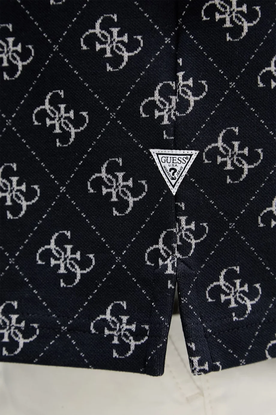 Guess Kısa Kollu Tamamı 4G Jakarlı Polo Yakalı Erkek Lacivert Polo T-shirt M6GP04K3073-FBDB