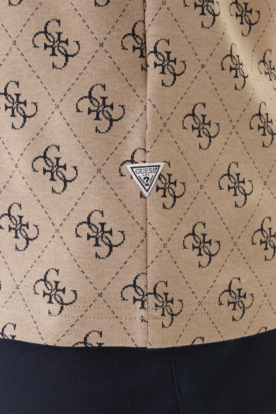 Guess Bisiklet Yaka Kısa Kollu Jakarlı 4G Örme Erkek Bej Top M6GP34K3200-FMAZ