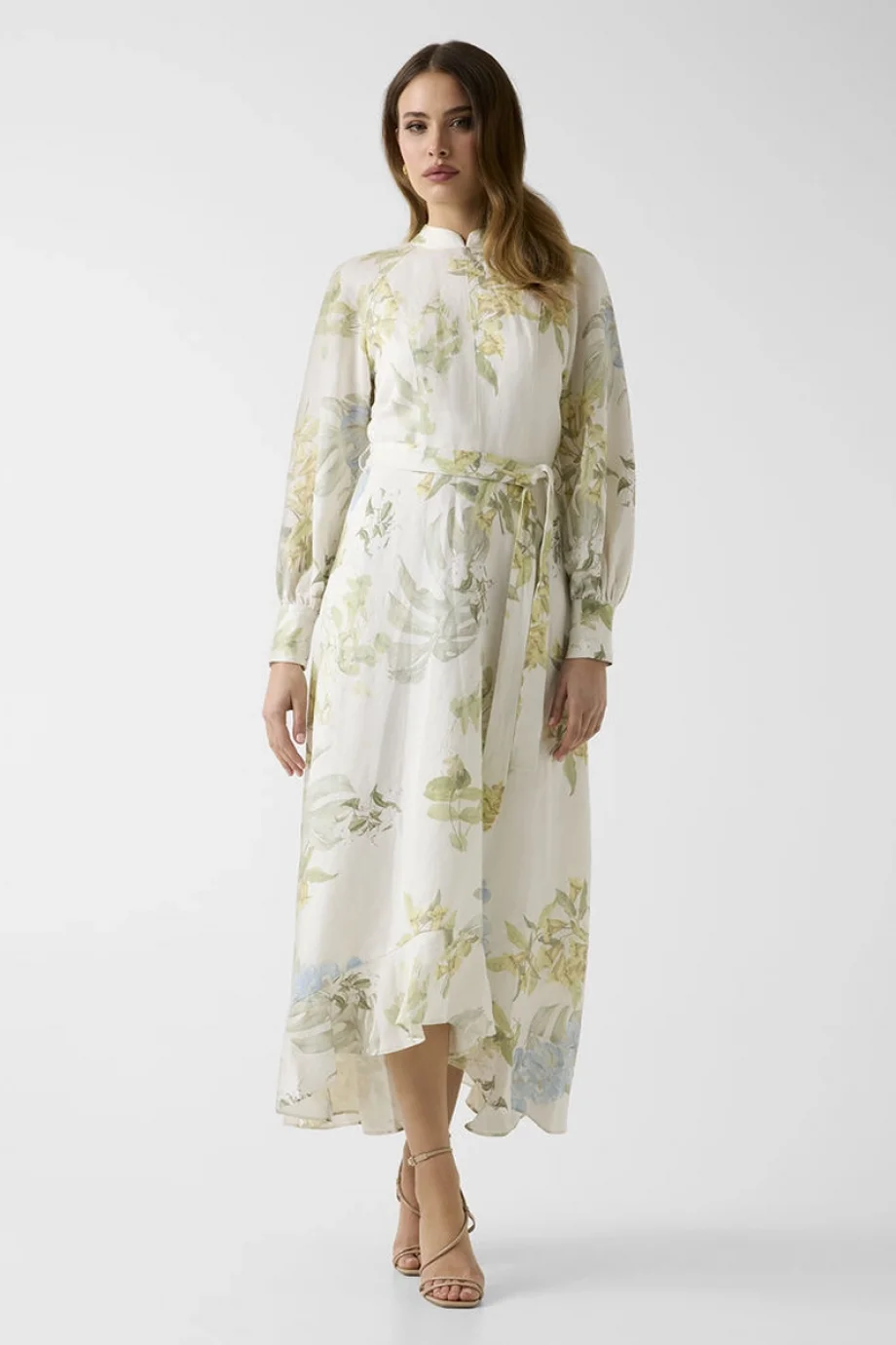 Guess Miriam Kemerli Uzun Kollu Maksi Kadın Çok Renkli Elbise W6GKALW2703-PMMA