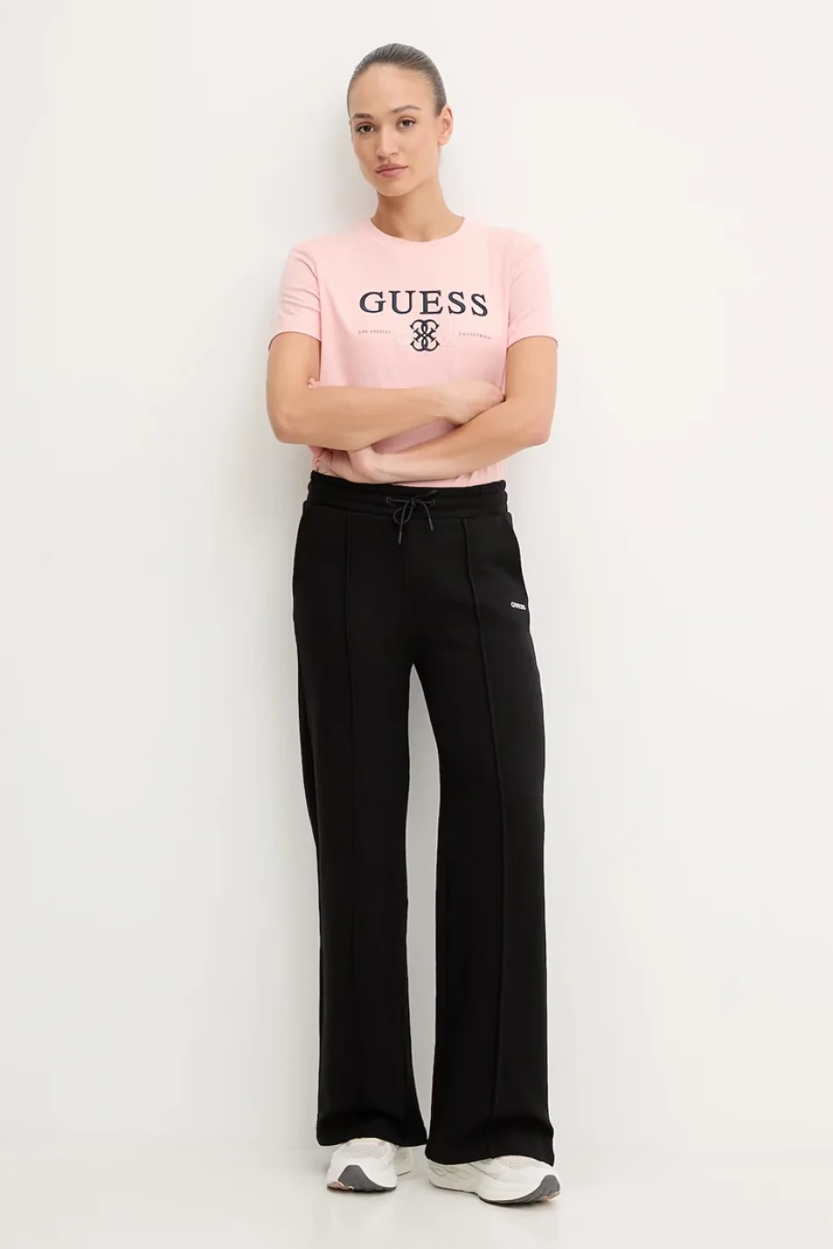 Guess Steffi Bisiklet Yaka Kısa Kollu Kadın Pembe T-shirt V6RI13KD772-C420
