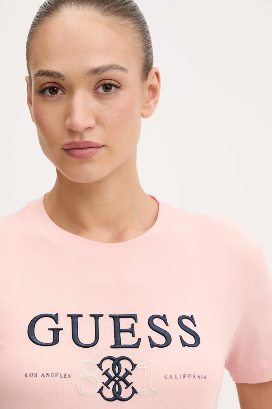 Guess Steffi Bisiklet Yaka Kısa Kollu Kadın Pembe T-shirt V6RI13KD772-C420