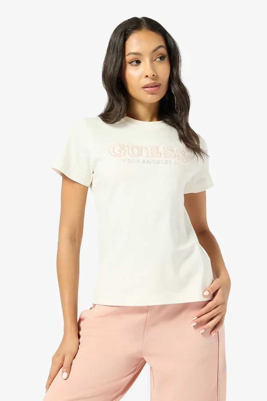 Guess Ketty Bisiklet Yaka Kısa Kollu Kadın Beyaz T-shirt V6RI10I3Z14-G012