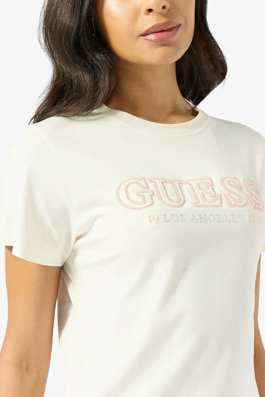 Guess Ketty Bisiklet Yaka Kısa Kollu Kadın Beyaz T-shirt V6RI10I3Z14-G012