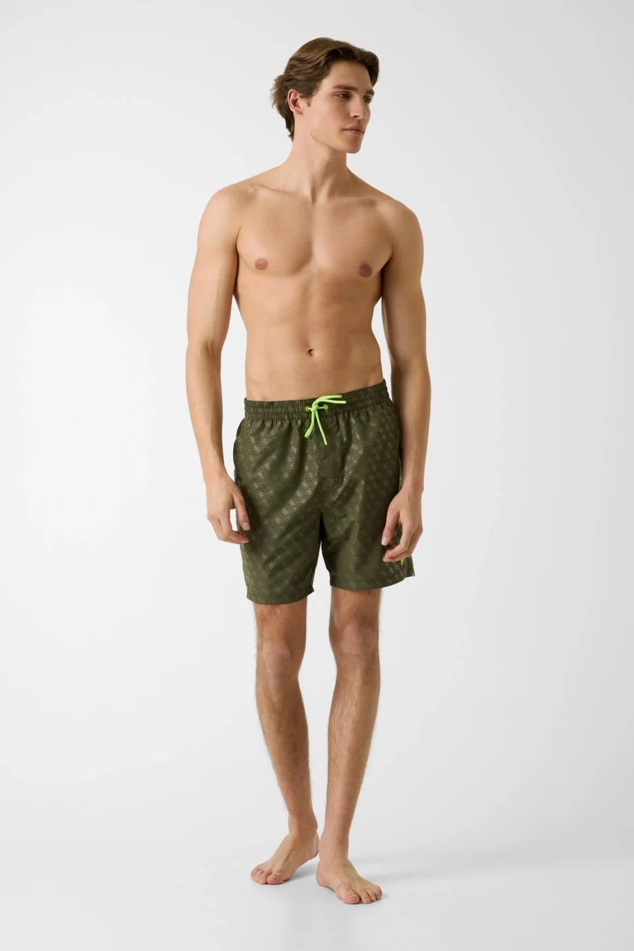 Guess New 4G Logolu Orta Boy Erkek Yeşil Mayo F6GT26WG2A2-P8GV