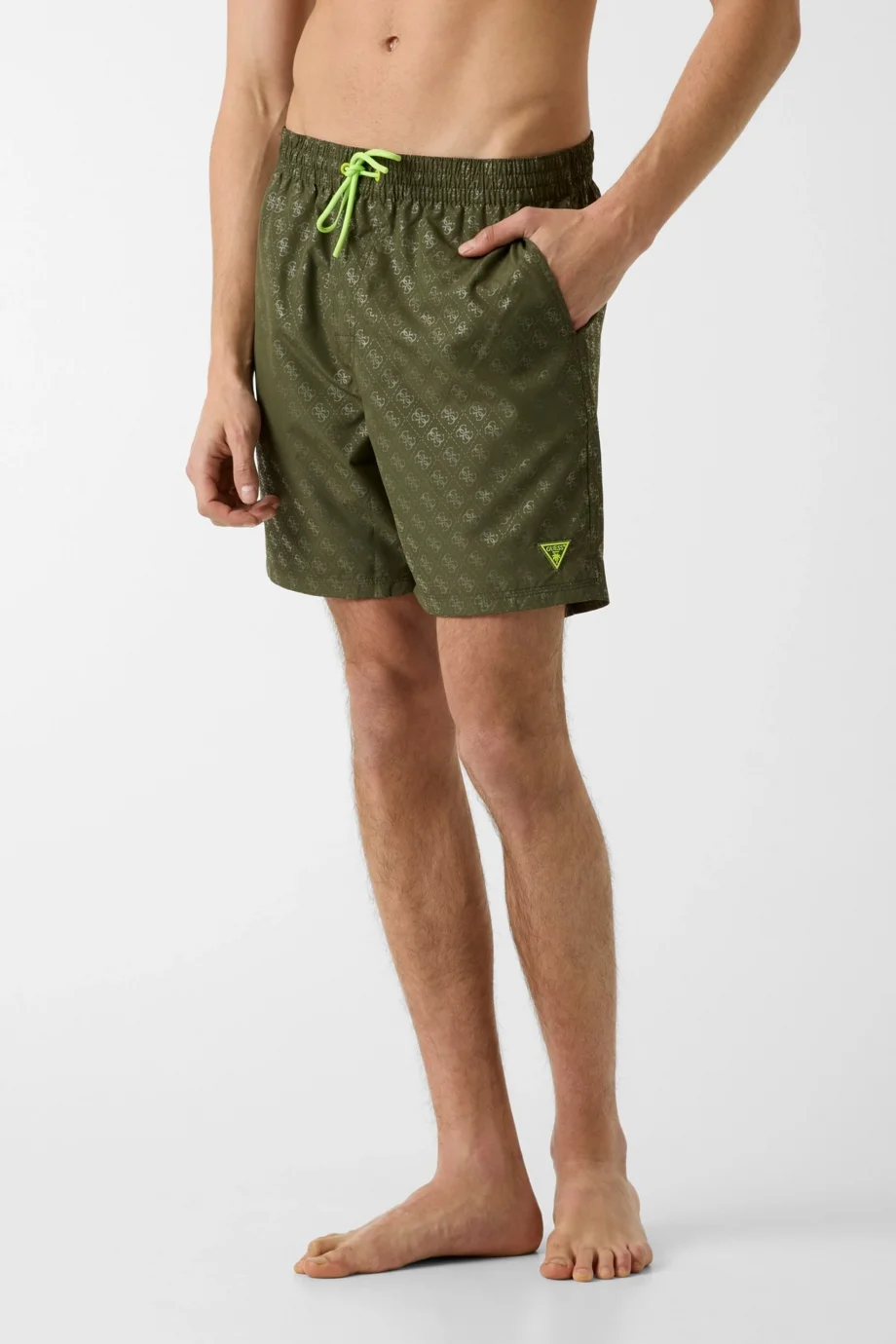 Guess New 4G Logolu Orta Boy Erkek Yeşil Mayo F6GT26WG2A2-P8GV