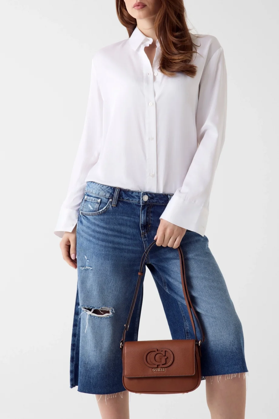 Guess Isola Dönüştürülebilir Kapaklı Çapraz Askılı Kadın Kahverengi Omuz Çantası HWBG9905210-COG