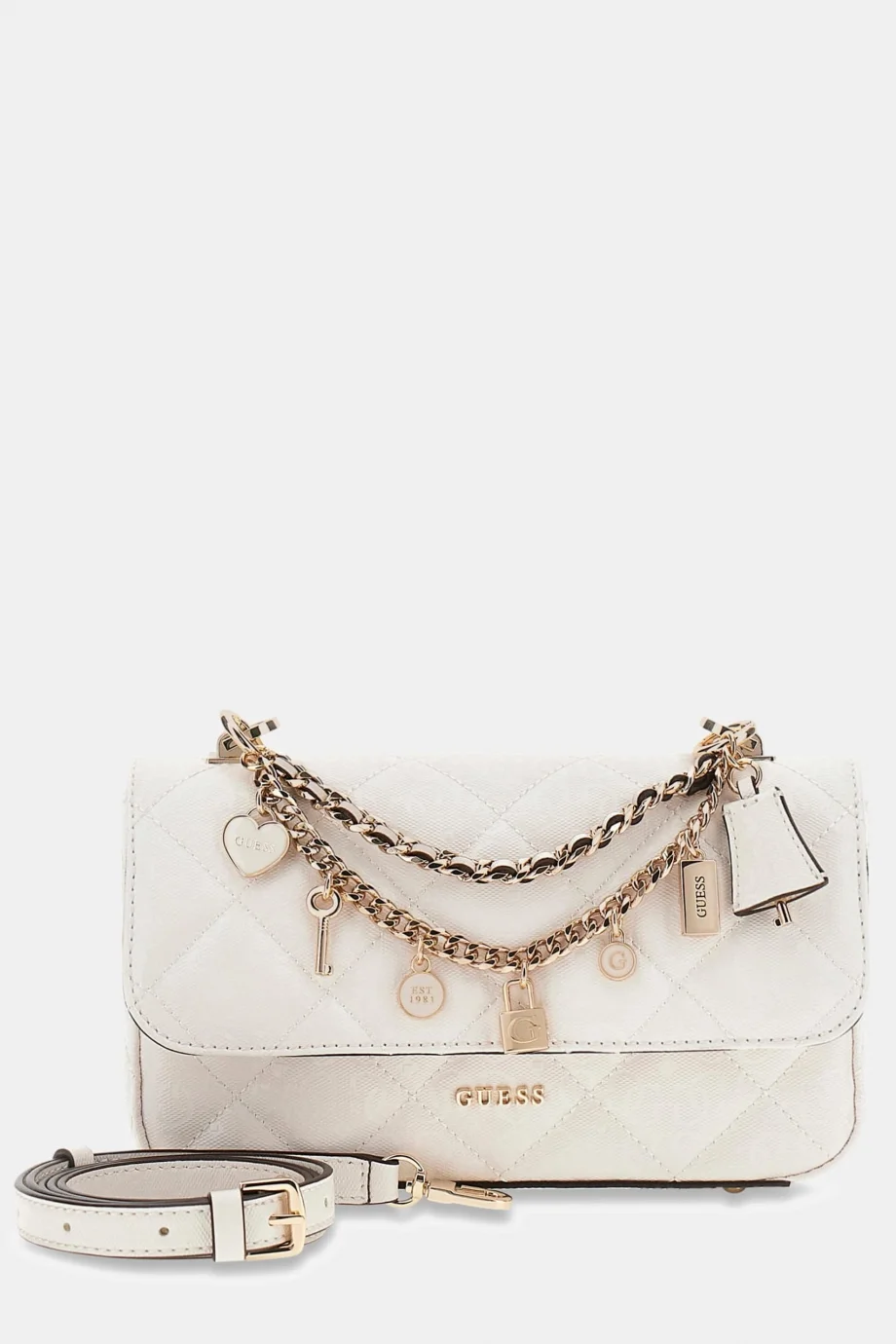 Guess Libby Kapaklı Çapraz Askılı Kadın Beyaz El Çantası HWGG9912200-OFF