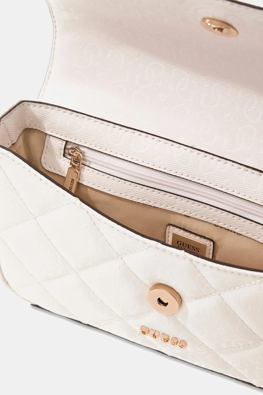 Guess Libby Kapaklı Çapraz Askılı Kadın Beyaz El Çantası HWGG9912200-OFF