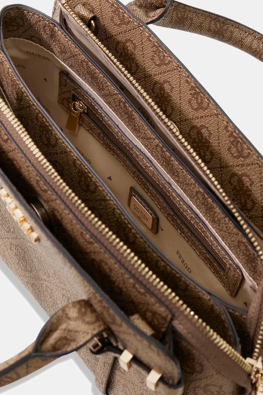 Guess Leona Logolu Küçük Çok Bölmeli Kadın Kahverengi El Çantası HWSG9917050-LTL