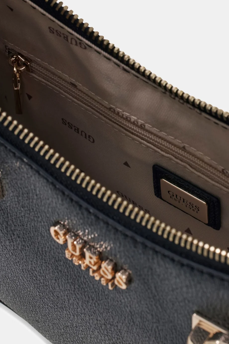 Guess Leona Logolu Kadın Antrasit Omuz Çantası HWSG9917180-CLO