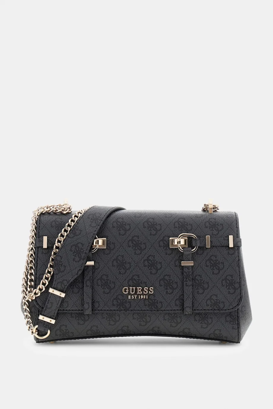 Guess Leona Logolu Dönüştürülebilir Kapaklı Çapraz Askılı Kadın Antrasit Omuz Çantası HWSG9917210-CLO