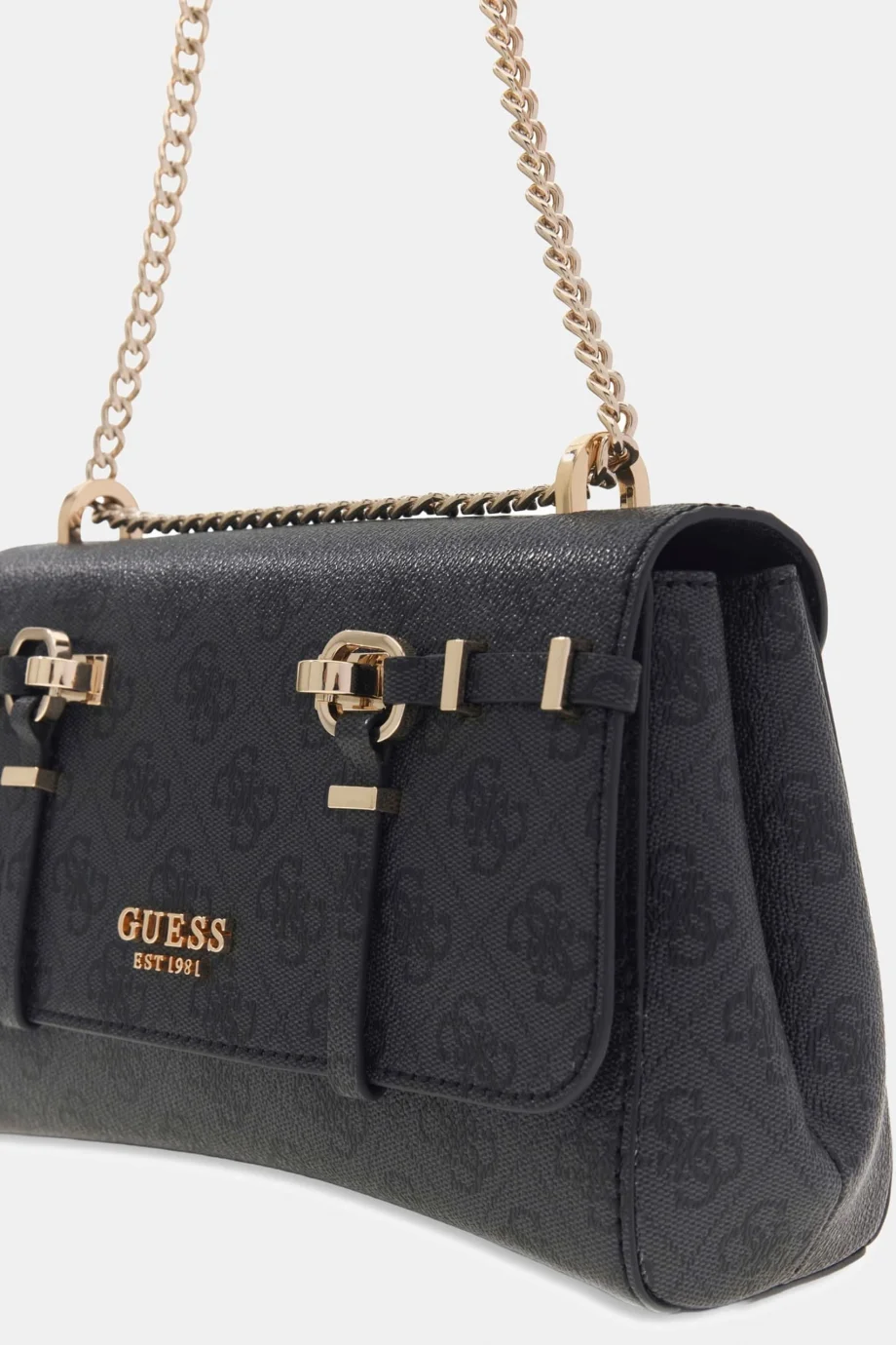 Guess Leona Logolu Dönüştürülebilir Kapaklı Çapraz Askılı Kadın Antrasit Omuz Çantası HWSG9917210-CLO