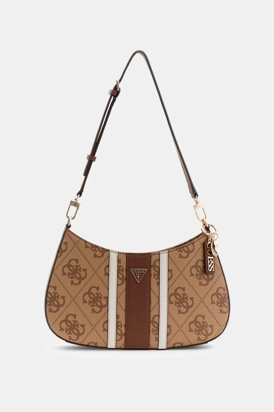 Guess Noelle II Üstten Fermuarlı Kadın Kahverengi Omuz Çantası HWSS9672180-LGW