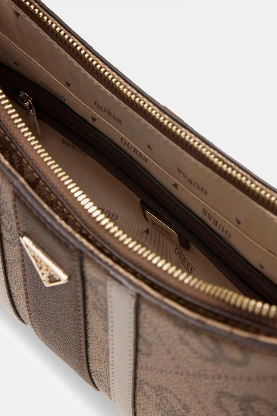 Guess Noelle II Üstten Fermuarlı Kadın Kahverengi Omuz Çantası HWSS9672180-LGW