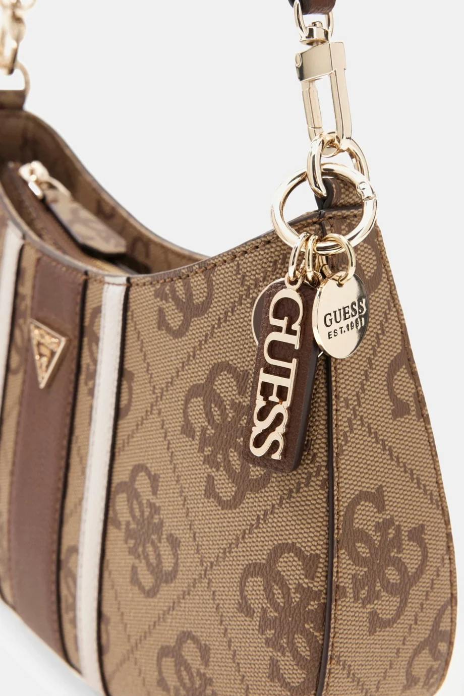 Guess Noelle II Üstten Fermuarlı Kadın Kahverengi Omuz Çantası HWSS9672180-LGW