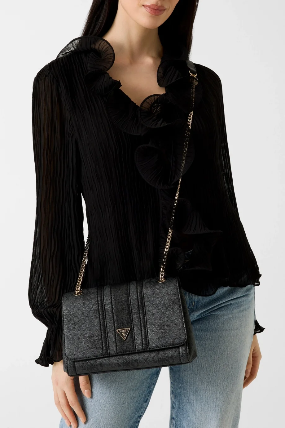 Guess Noelle II Dönüştürülebilir Kapaklı Çapraz Askılı Kadın Antrasit Omuz Çantası HWSS9672210-CLO