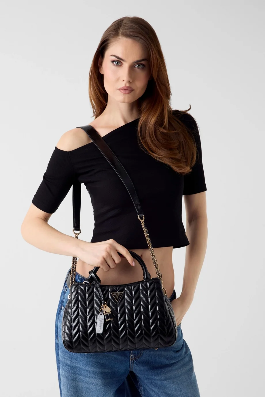 Guess Cheryl Üç Bölmeli Kadın Siyah El Çantası HWTQ9720060-BLA