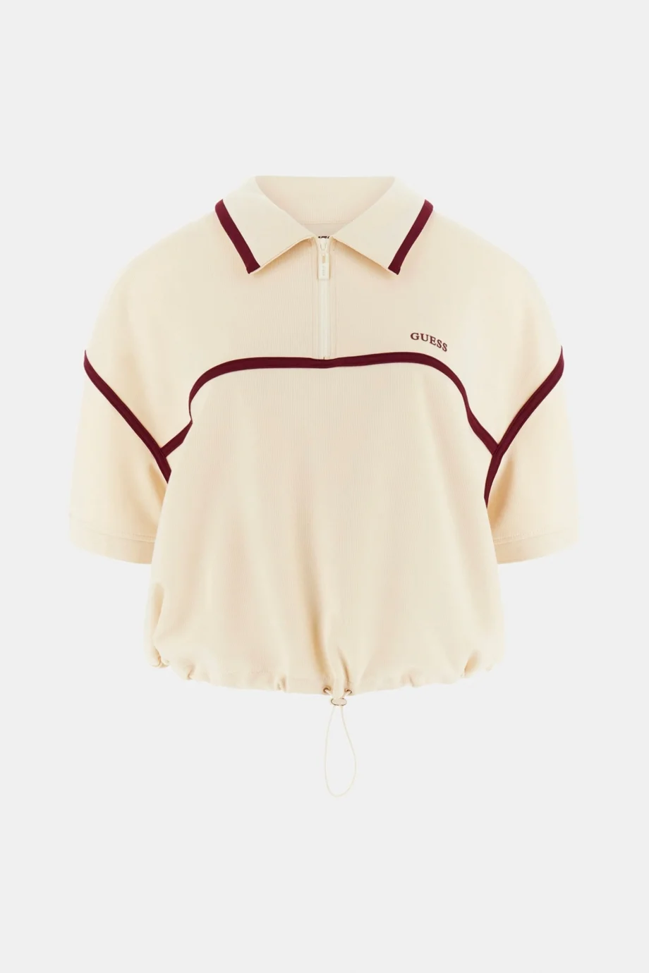 Guess Jasmine Kısa Polo Yakalı Yarım Fermuarlı Kadın Beyaz Sweatshirt V6GP01K2945-G047