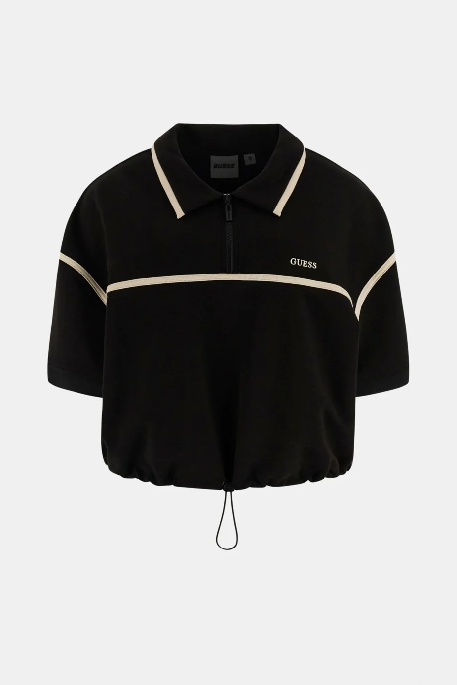 Guess Jasmine Kısa Polo Yakalı Yarım Fermuarlı Kadın Siyah Sweatshirt V6GP01K2945-JBLK