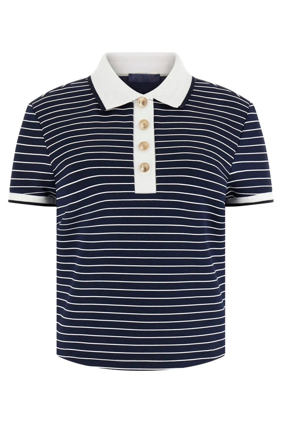 Guess Kısa Kollu Polo Yakalı Alphonsine Çizgili Kadın Çok Renkli Polo T-shirt W6GP17K2946-SB09