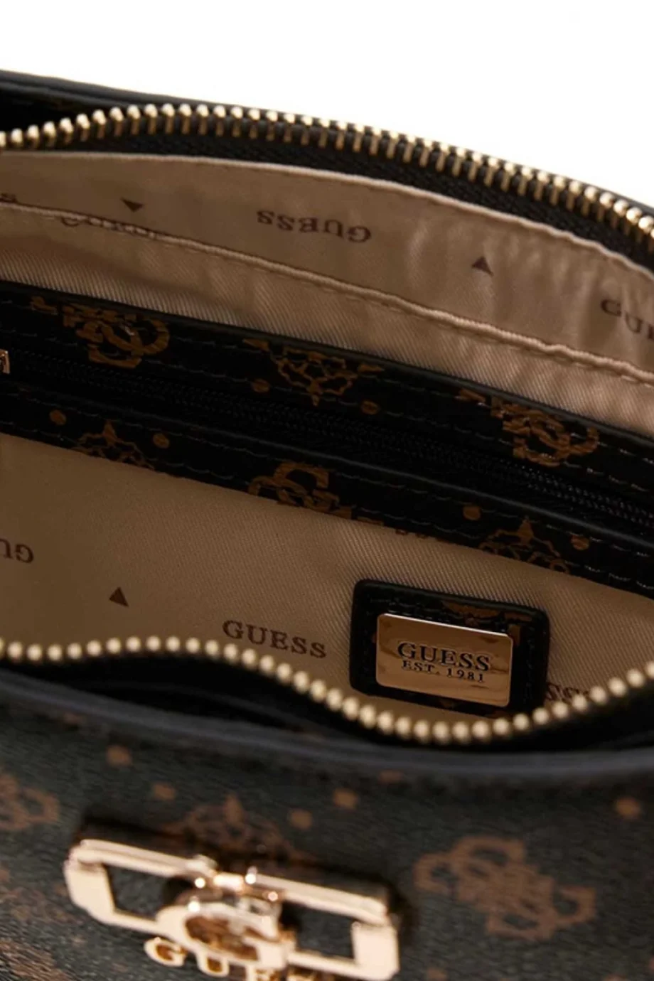 Guess Emelie Logolu Üstten Fermuarlı Kadın Kahverengi El Çantası HWGP9928180-ESL