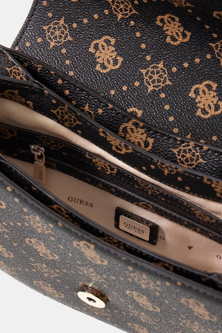 Guess Emelie Logolu Kapaklı Kadın Kahverengi Omuz Çantası HWGP9928200-ESL