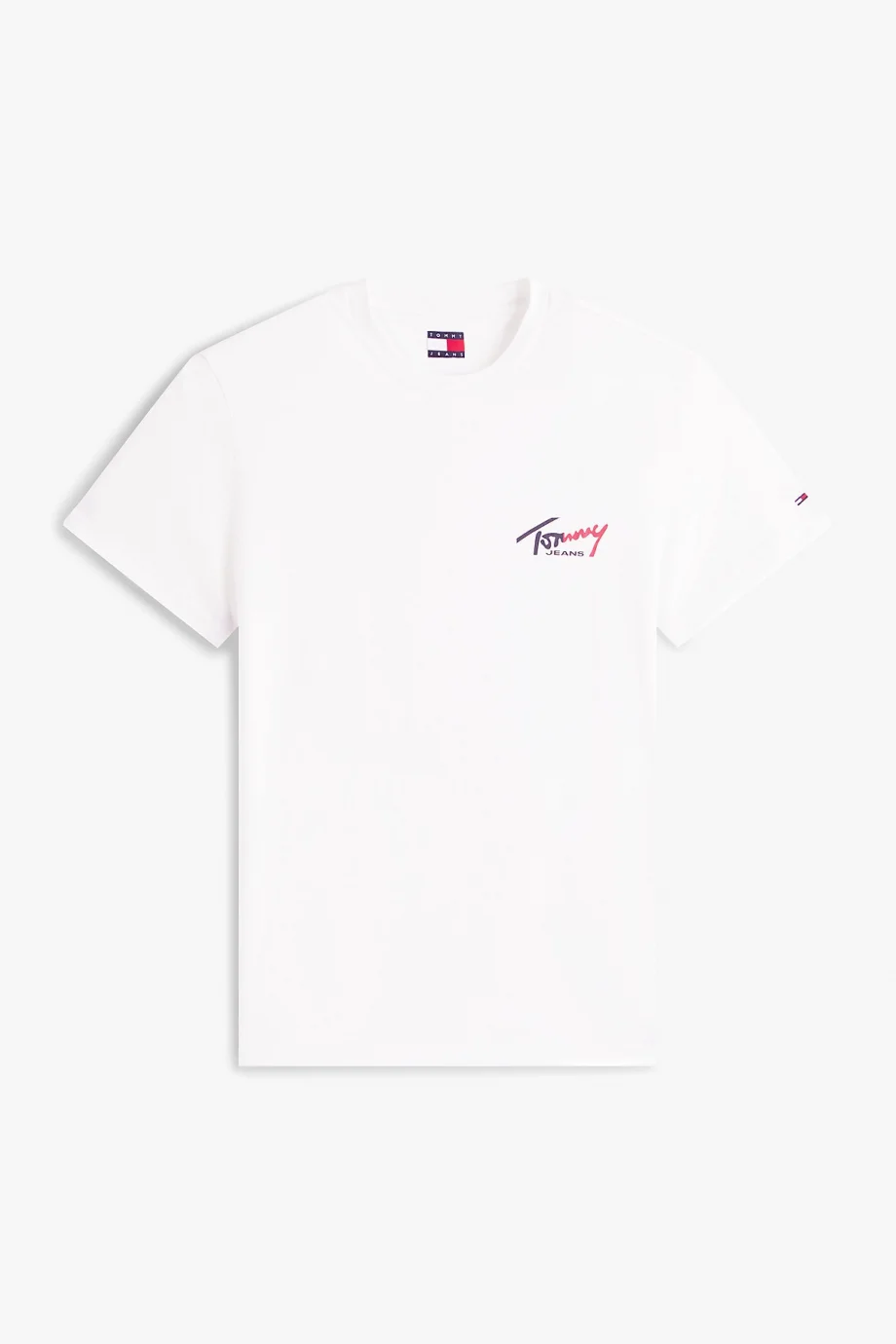 Tommy Hilfiger TJM Dar Kesim Göğüs İmzalı Kısa Kollu Erkek Beyaz T-shirt DM0DM22538YBL