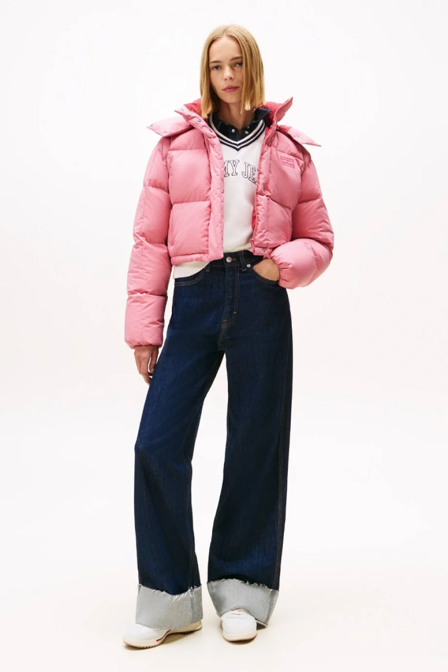 Tommy Hilfiger TJW Alaska Grid Kısa Kuş Tüyü Kadın Pembe  Mont  DW0DW21624THC