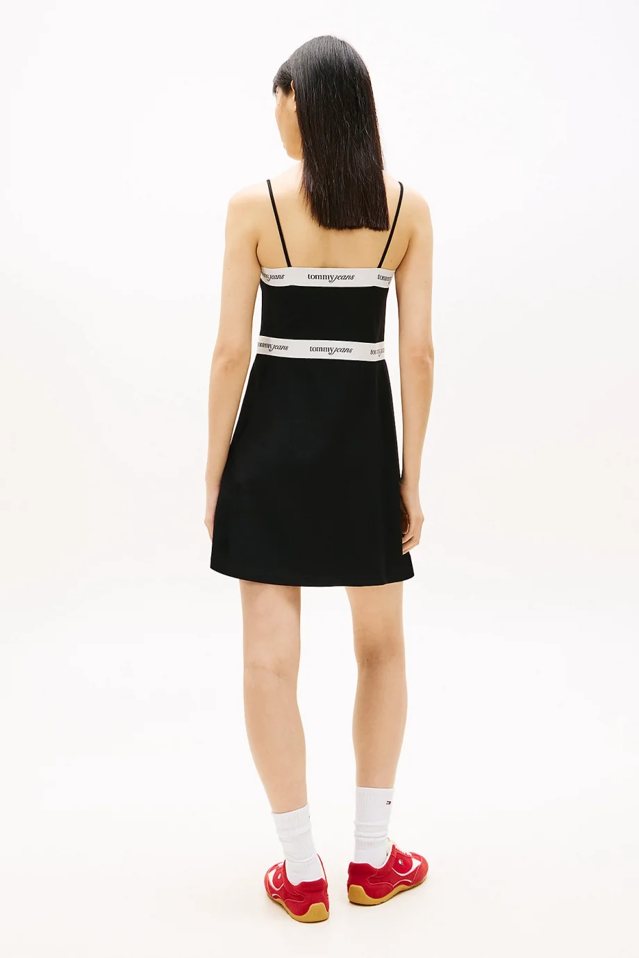 Tommy Hilfiger TJW Şerit Detaylı İnce Askılı Mini Kadın Siyah Elbise DW0DW22337BDS