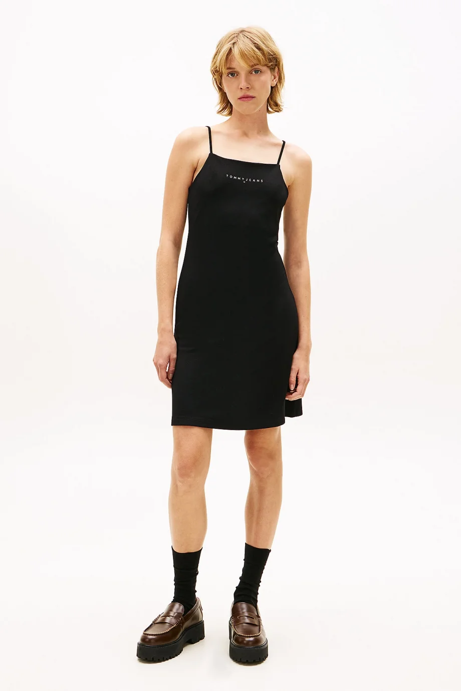Tommy Hilfiger TJW Lineer İnce Askılı Kadın Siyah Elbise DW0DW22338BDS